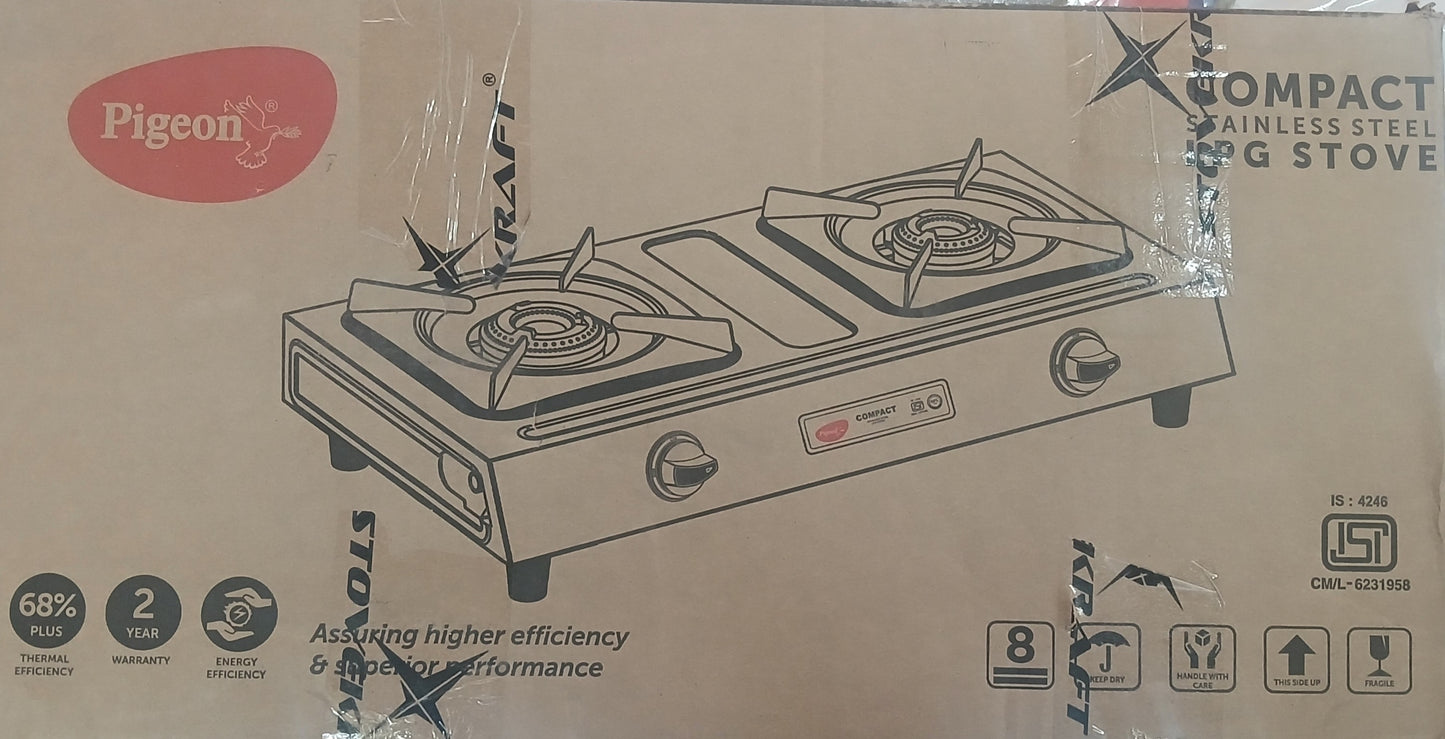 Pigeon 2 gas Burner Glass stove